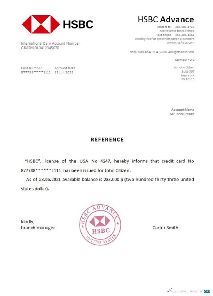 Download USA HSBC reference Photoshop template